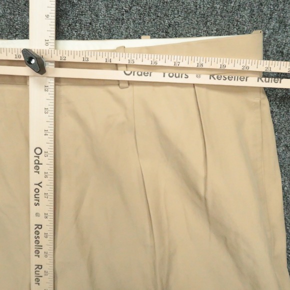 VINTAGE Polo Ralph Lauren Pants Men 42x30 Khaki Tan Silk Cotton Pleated Cuffed - Picture 6 of 10